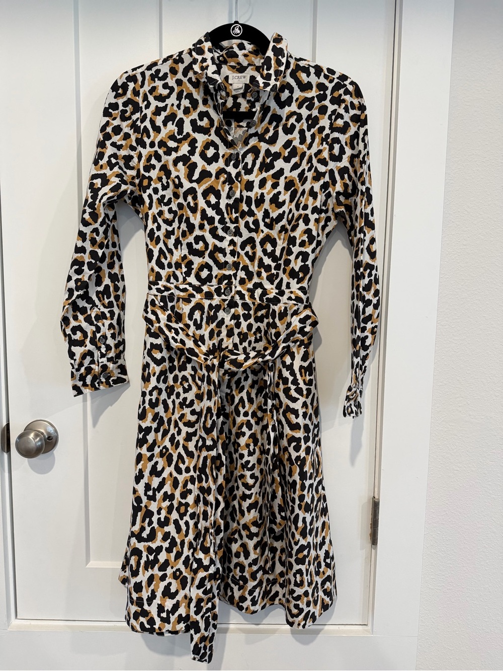 J. Crew Leopard Print Shirt Dress in White, Black & Brown